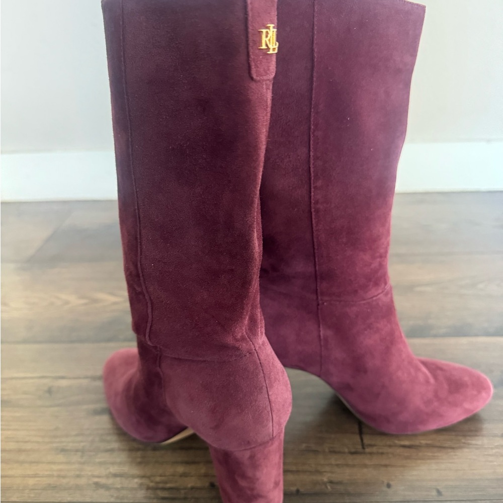 Ralph Lauren Women's Plum 100% Suede Heeled Boots - Size 6